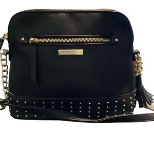 Steve Madden Black and Gold Studded Crossbody Bag